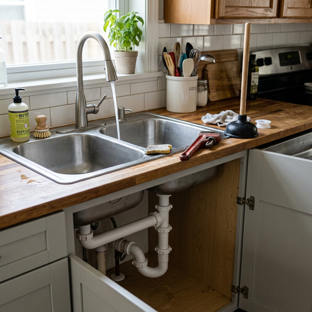 Llave de agua goteando en cocina de una casa en Cali